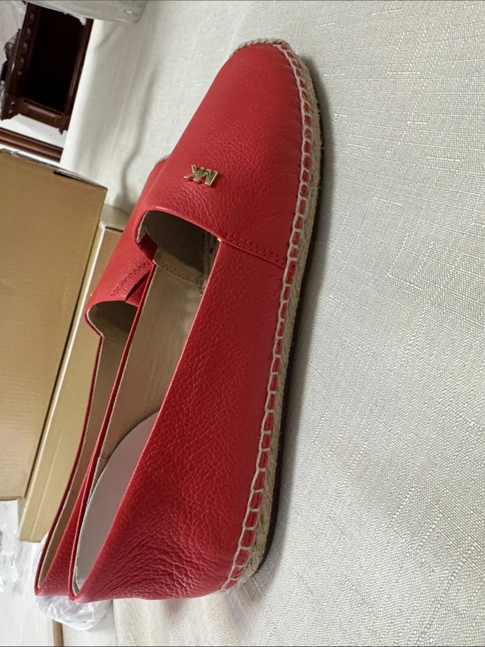 Michael Kors Coral-Red Espadrille Slip-On Flats